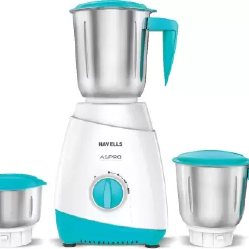 HAVELLS Aspro 500W Mixer Grinder 3 Jar (White &amp; Light Blue)