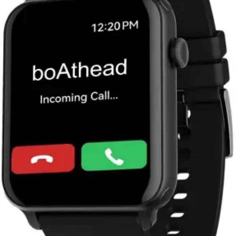 boAt Wave VOICE Bluetooth Calling 1.69" HD Curved Display SpO2 &amp; HR Monitoring Smartwatch  (Charcoal Strap, Regular)