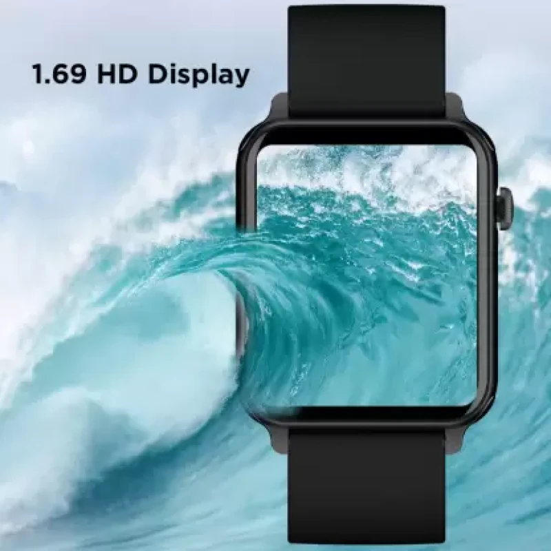 boAt Wave VOICE Bluetooth Calling 1.69" HD Curved Display SpO2 &amp; HR Monitoring Smartwatch  (Charcoal Strap, Regular)