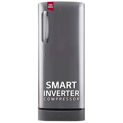 LG 224 L 5 Star Inverter Direct-Cool Single Door Refrigerator (GL-D241APZU, Shiny Steel, Base stand with drawer)