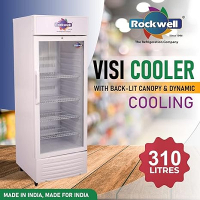 Rockwell 310Ltr, Single Glass Door Visi Cooler, Internal LED, Dynamic Cooling (RVC400A, White)