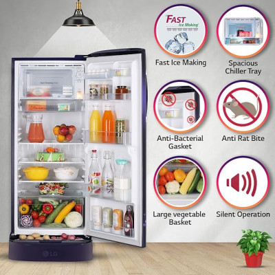 LG 224 L 5 Star Inverter Direct-Cool Single Door Refrigerator (GL-D241APVZ, Purple )