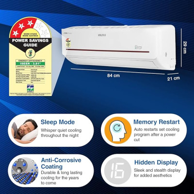 Voltas 1.5 Ton 3 Star, Inverter Split AC(Copper, 4-in-1 Adjustable Mode, Anti-dust Filter, 2023 Model, 183V Vectra Prism, White)