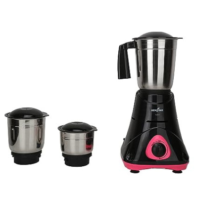 KENSTAR TUFEE 500 Watt | 3 Stainless Steel Mutlitfunctional Jar | Mixer Grinder_Black &amp; Pink