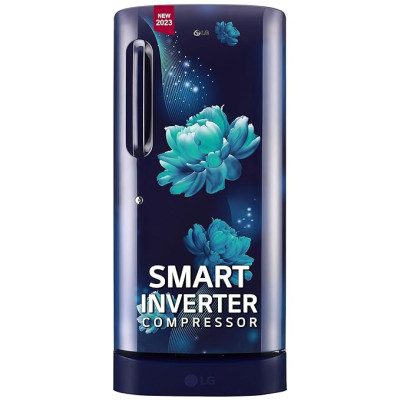 LG 185 L 5 Star Inverter Direct-Cool Single Door Refrigerator (GL-D201ABCU, Blue Charm, Base stand with drawer)