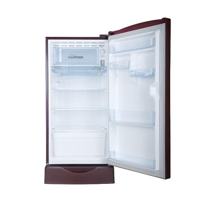 Lloyd 200 L 4 Star Base Stand Inverter Direct Cool One Door Refrigerator Freezer on top (GLDF214SGWS1PB, Gardenia Wine, 2022 Model)