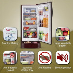 LG 201 L 4 Star Inverter Direct-Cool Single Door Refrigerator (GL-D211HSEY, Scarlet Euphoria, Base stand with drawer)