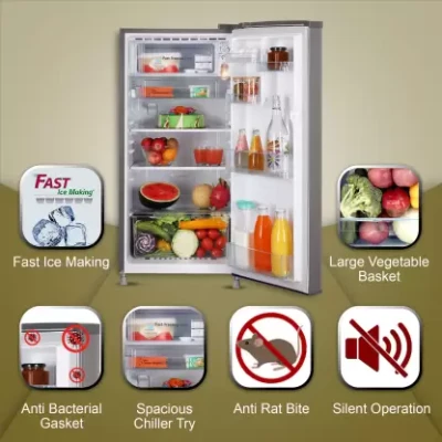 LG 185 L Direct Cool Single Door 1 Star Refrigerator with Moist 'N' Fresh  (Dim Grey, GL-B199RGXB)