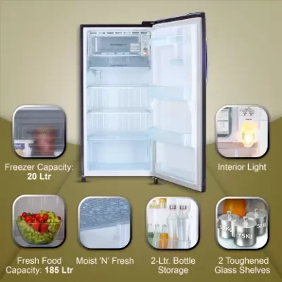 LG 205 L Direct Cool Single Door 4 Star Refrigerator with Smart Inverter Compressor, Humidity Controller (Purple Victoria, GL-B221APVY)