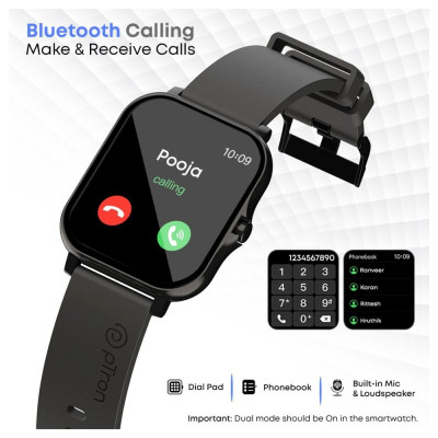 pTron Force X10 Bluetooth Calling Smart Watch with 1-year warranty, (1.7 Inch) Full Touch Display, Built-in Mic for Bluetooth Calling